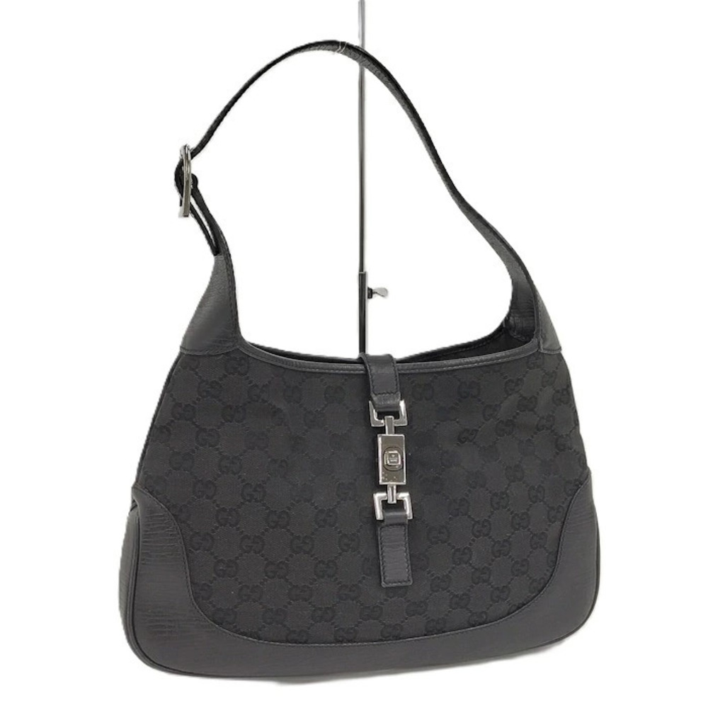 Gucci Hobo Bag Jackie GG Canvas Leather Black
